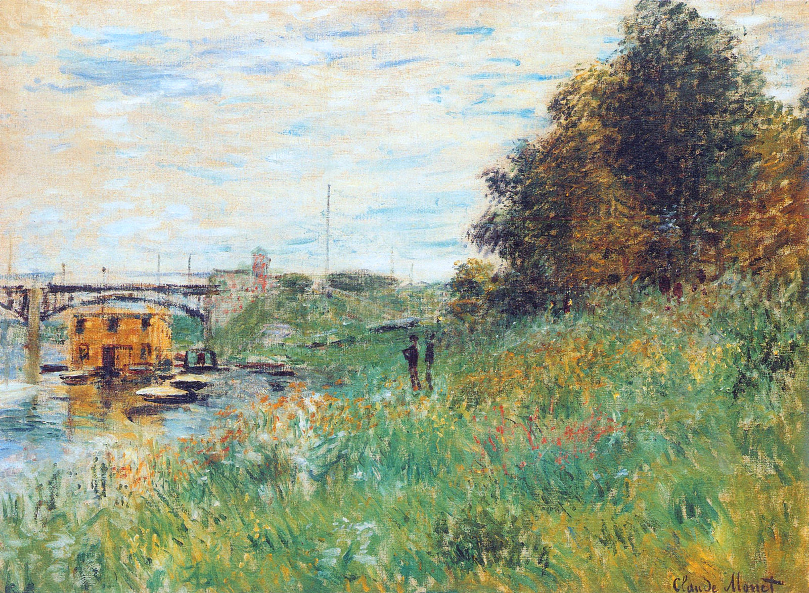 Клод Моне картина Берега Сены у аржантёйского моста 1874г